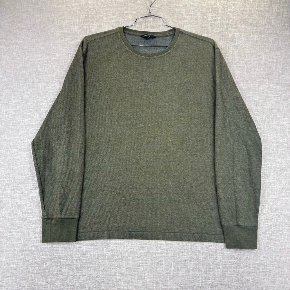 Banana Republic Mens XL Olive Green Waffle Knit Thermal Long Sleeve Shirt